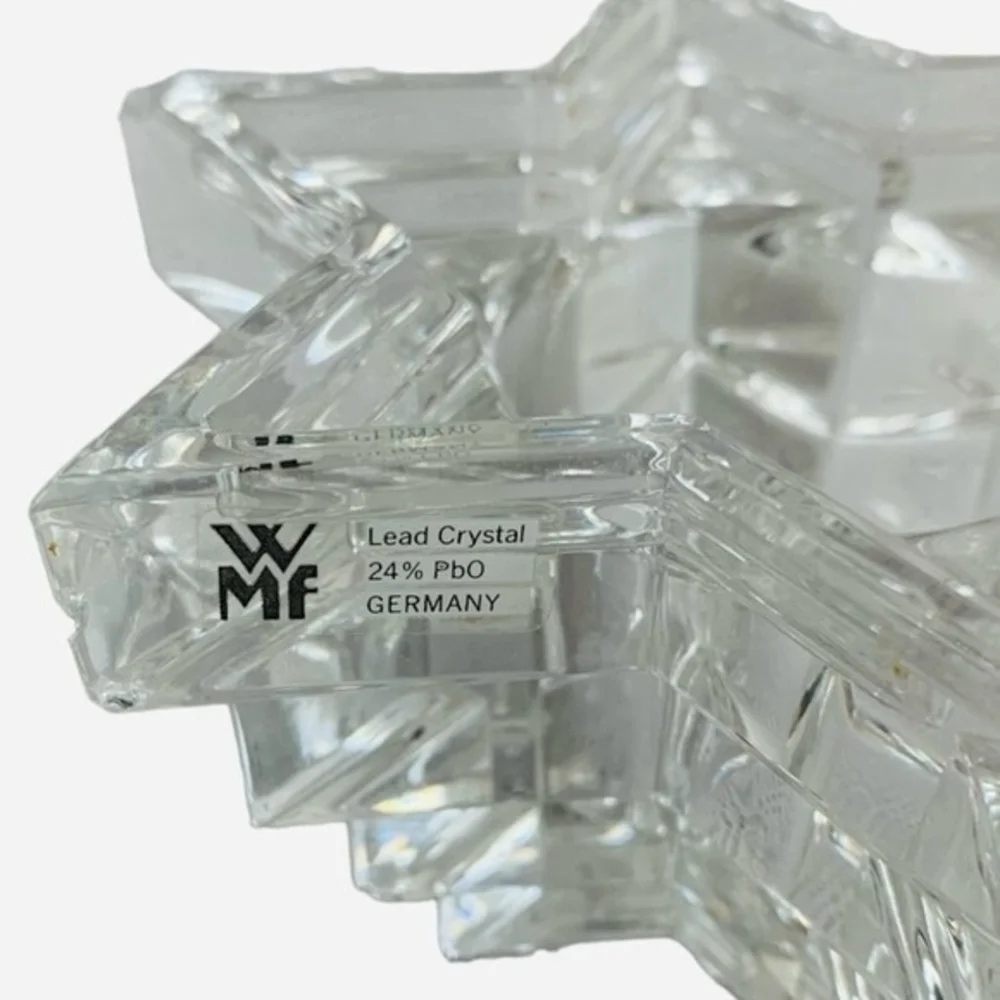 Vintage WMF Crystal Candle Holder Star of David Design 24% Lead Crystal